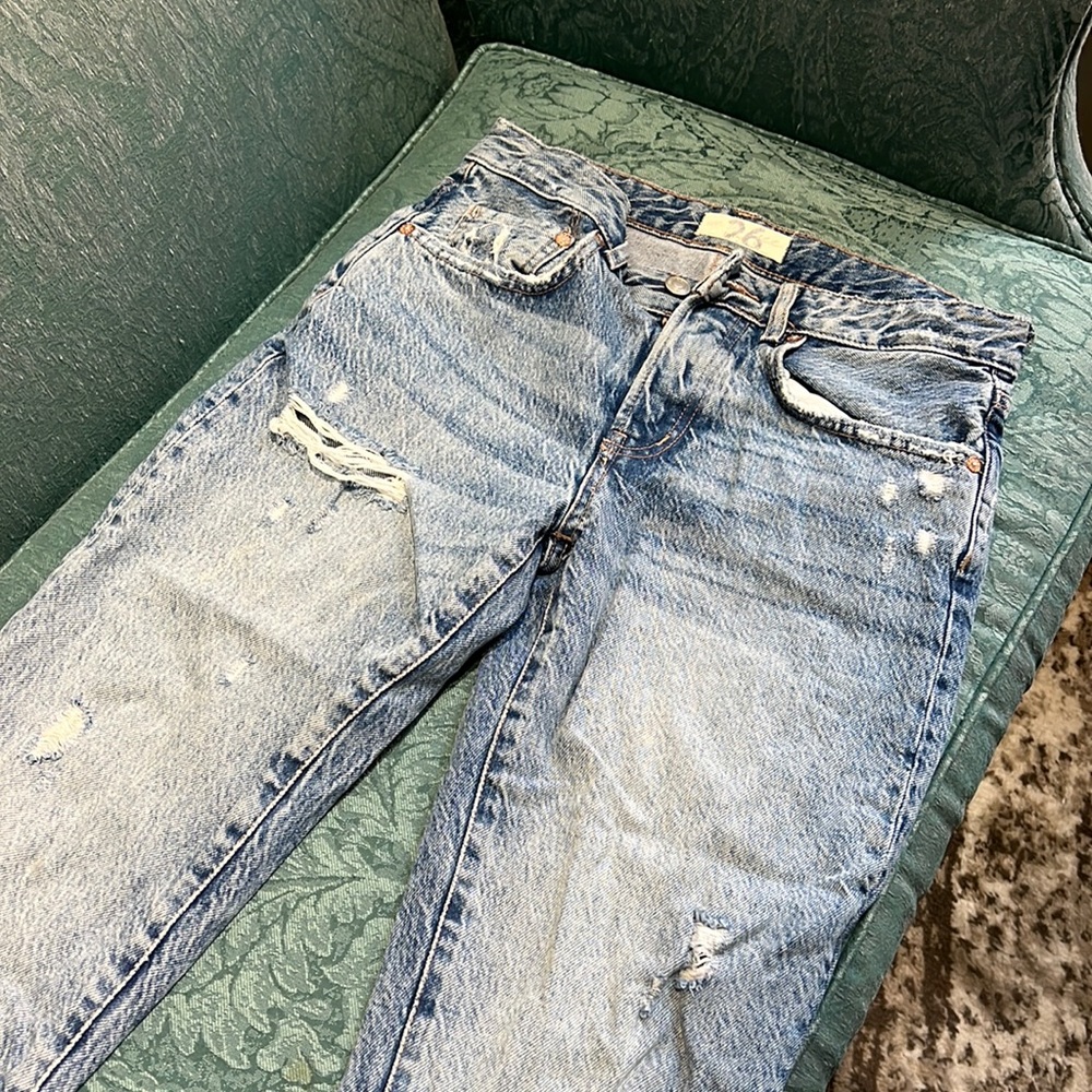 Free people low waist cut off loose rip jeans